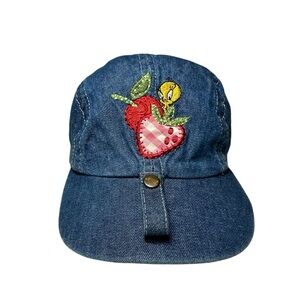 Vintage 1998 Warner Bros Tweety Bird Blue Denim Baby Hat OS- 0-12M